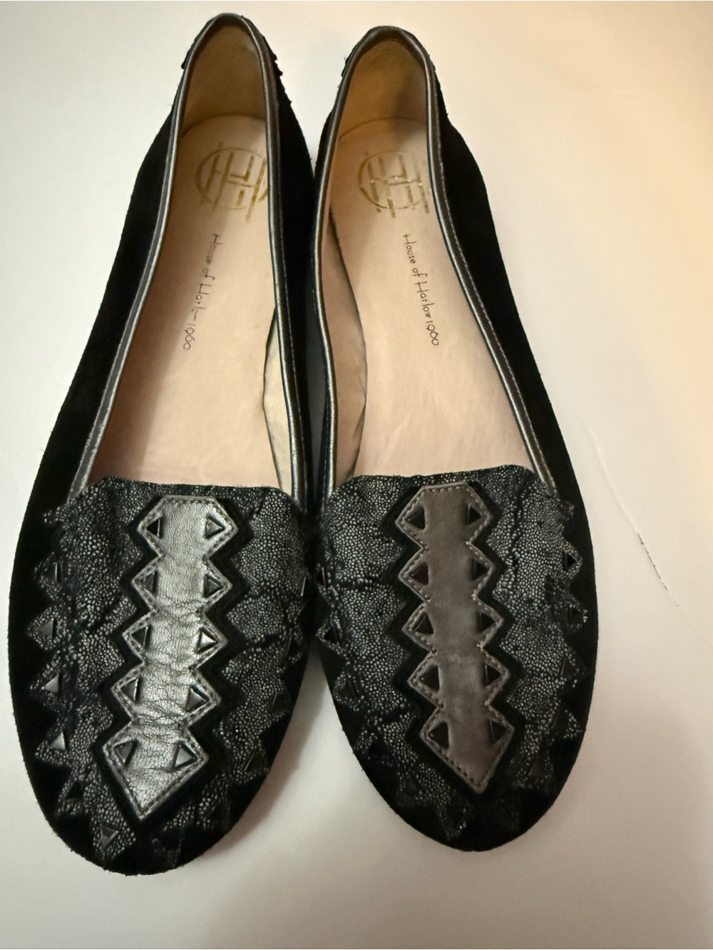 House of Harlow Black Embellished Women's Flats Sz 38.5